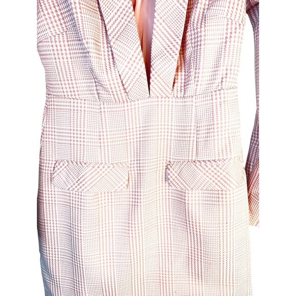 NWT Choosy 2 Pink Plaid Long Sleeve Blazer Dress Deep V Neckline - Picture 11 of 14